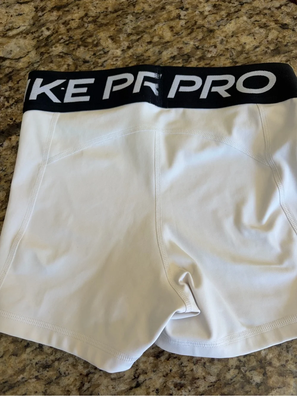 Nike Pro 3 inch White with Black Nike Pro Waistband